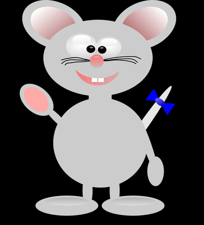 Cartoon Mouse Holding Pinwheel