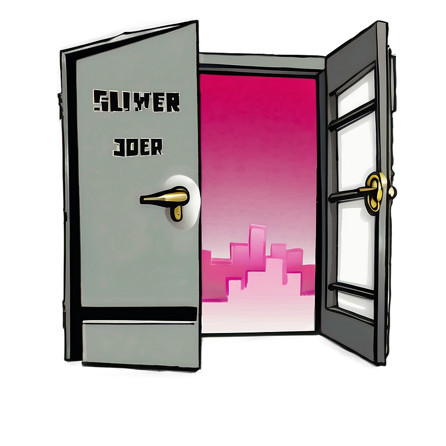 Cartoon Open Door Art Png 37