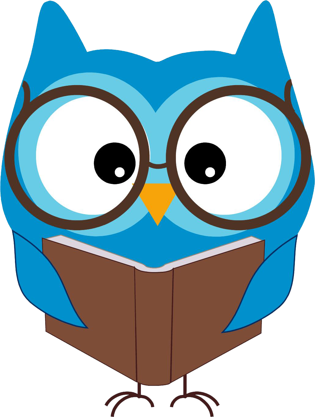 Cartoon Owl Reading Book.png