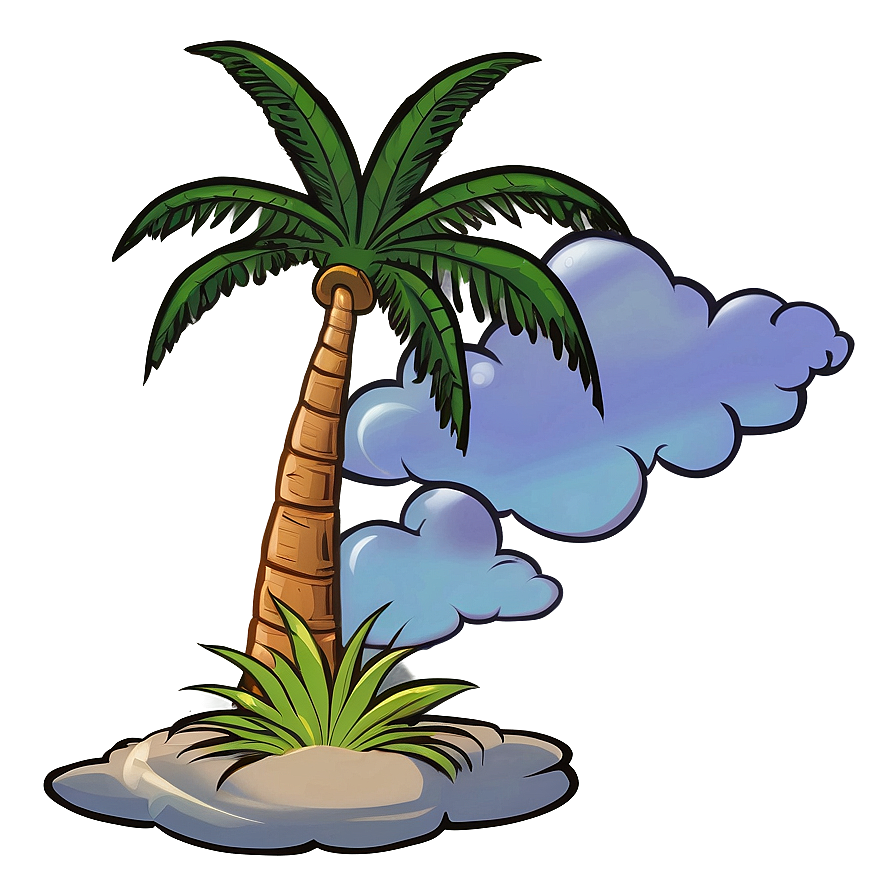 Cartoon Palm Tree With Clouds Png Yqr