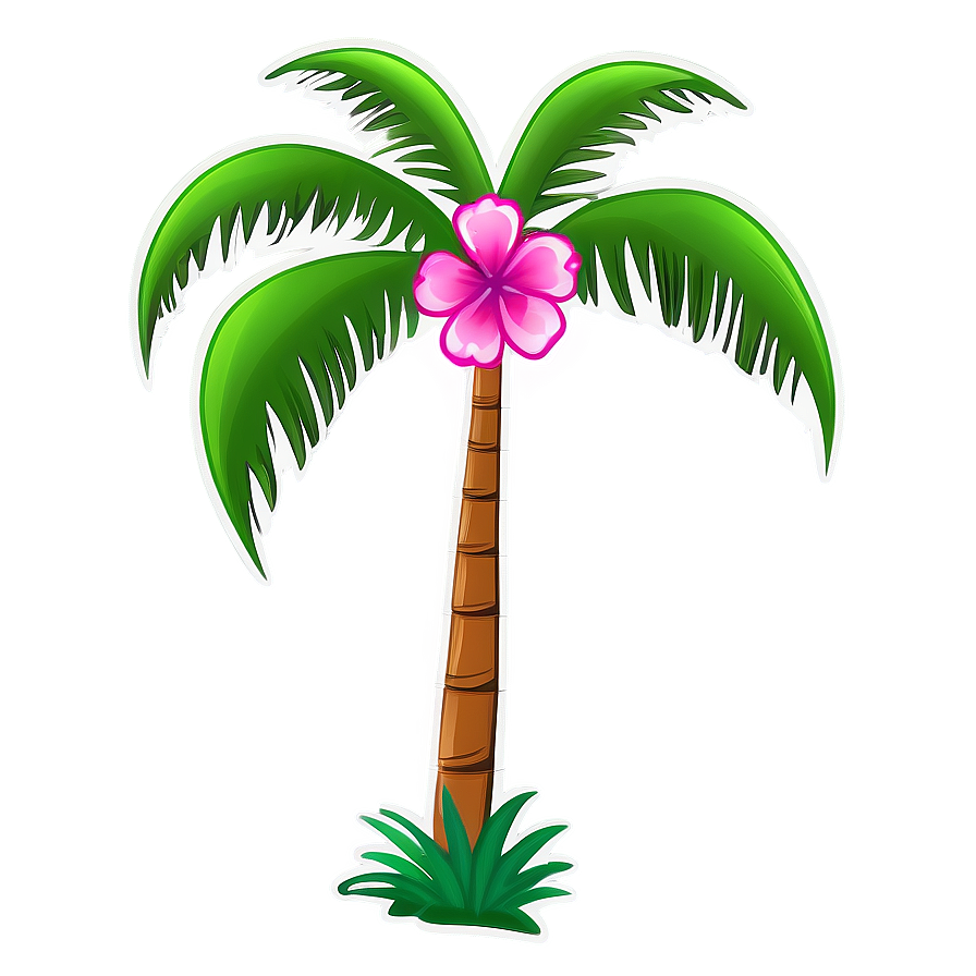 Cartoon Palm Tree With Flowers Png 06212024