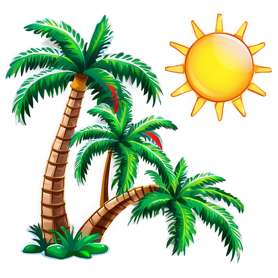 Cartoon Palm Tree With Sun Png 4