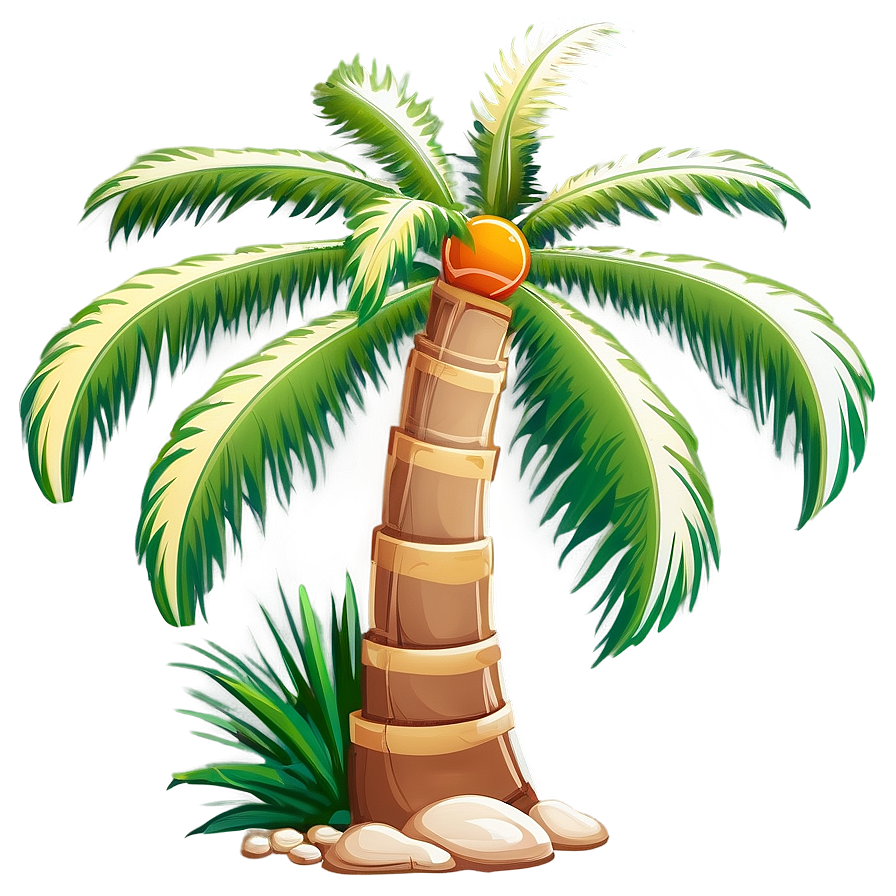 Cartoon Palm Tree With Sun Png Uyd