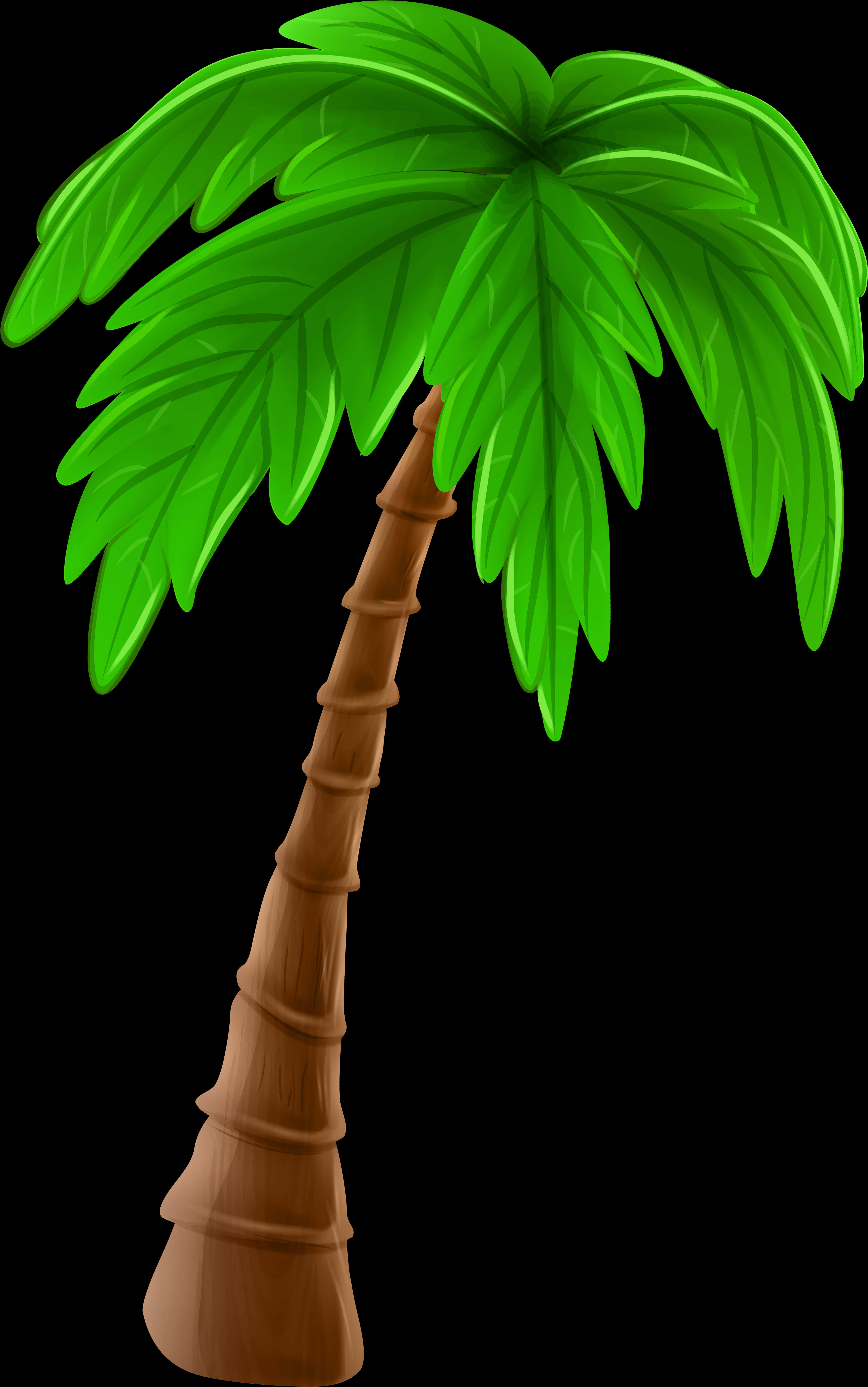 Cartoon Palm Treeon Black Background