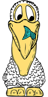 Cartoon Pelicanwith Fish