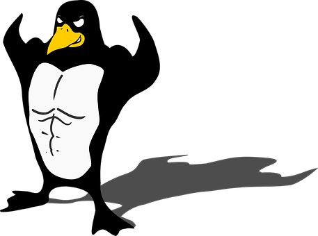 Cartoon Penguin Superhero Shadow