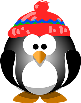 Cartoon Penguin Wearing Colorful Hat