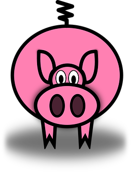 Cartoon Pig Black Background