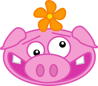 Cartoon Pigwith Flower