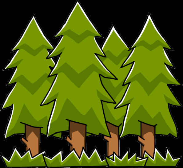 Cartoon Pine Forest Illustration