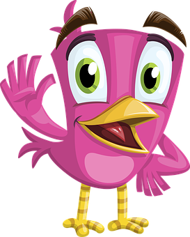 Cartoon Pink Bird Waving