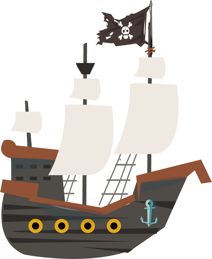 Cartoon Pirate Ship Illustration