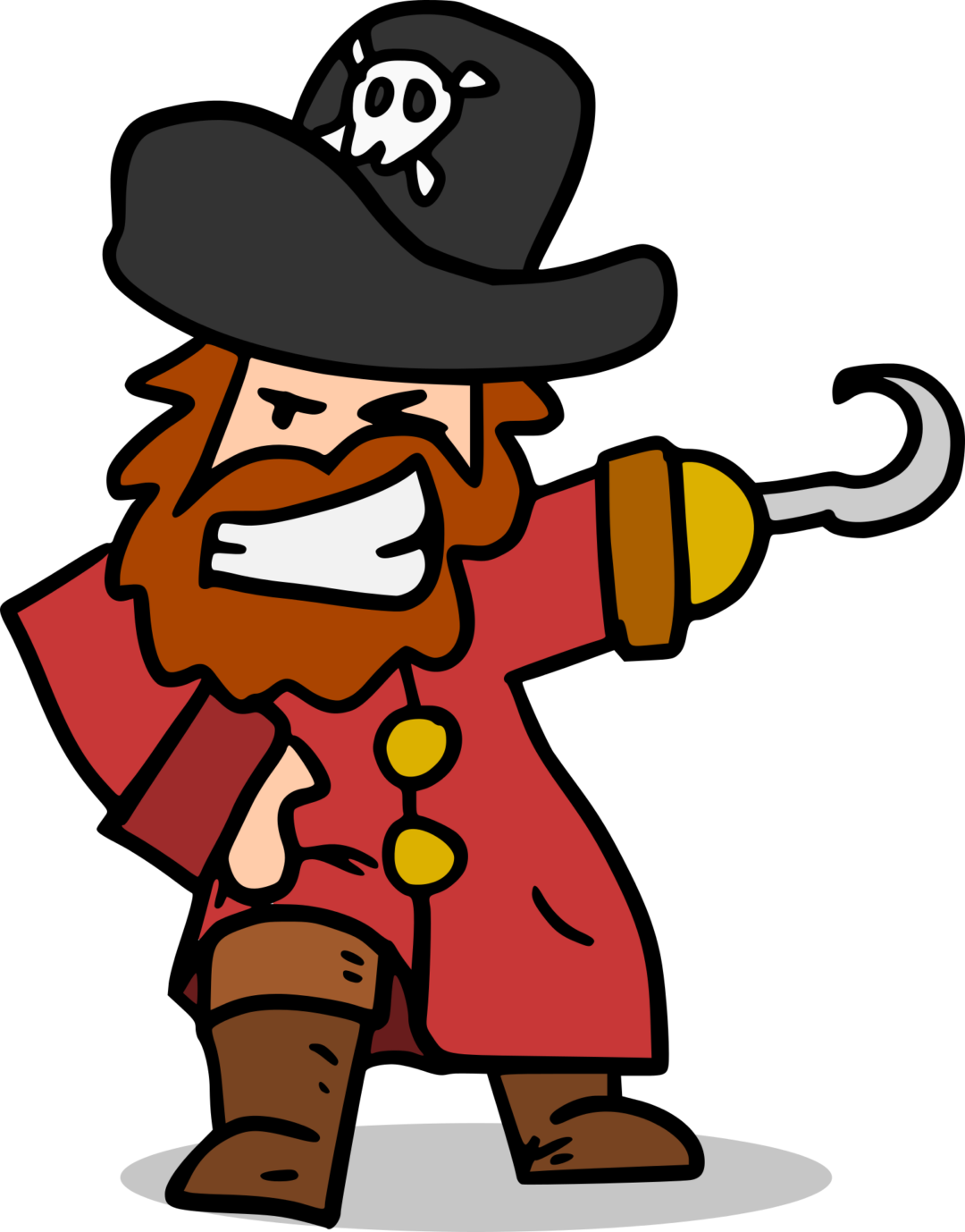 Cartoon Pirate With Hook And Hat.png