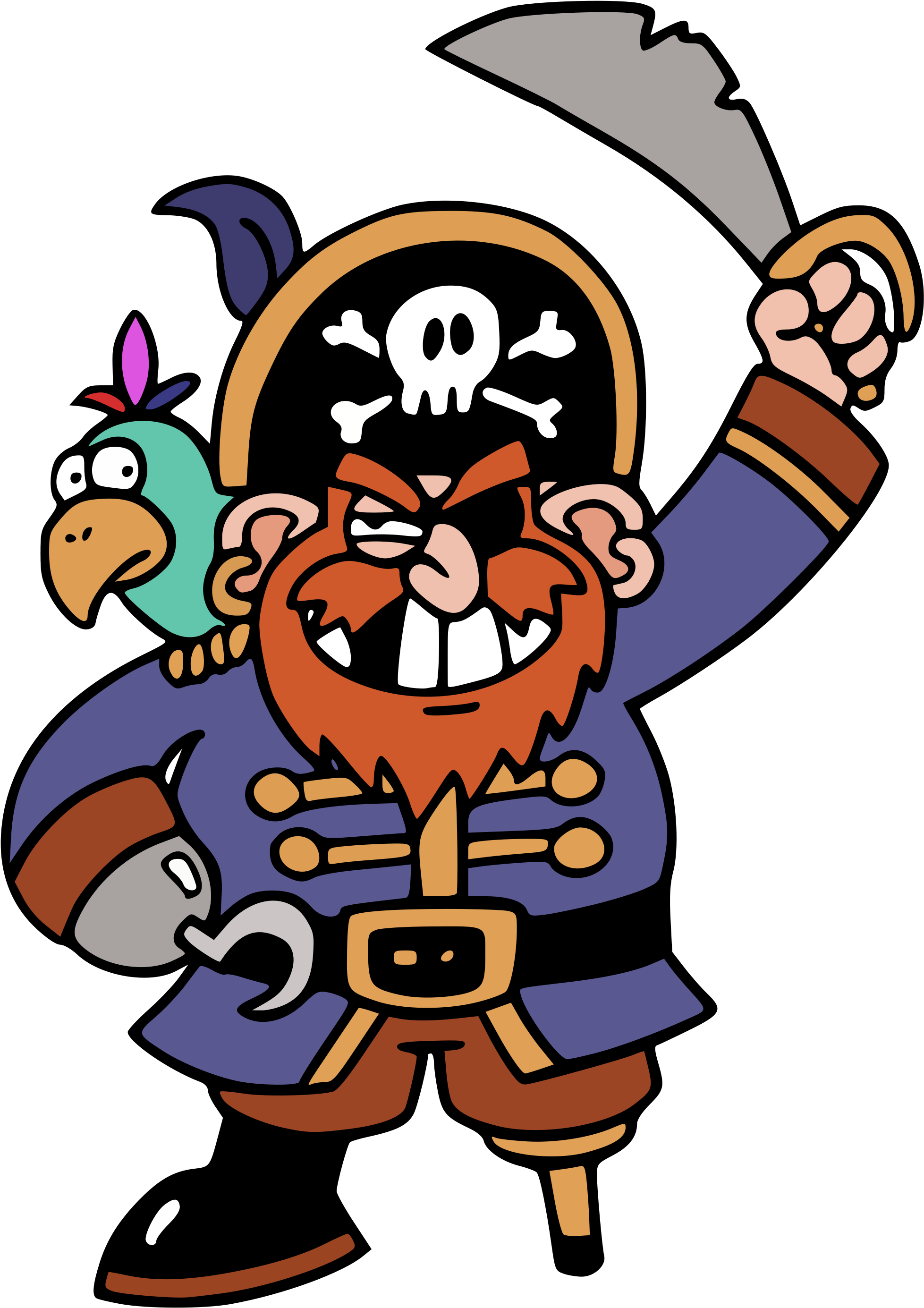 Cartoon Piratewith Parrot