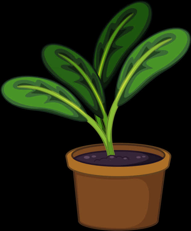 Cartoon Plantin Brown Pot