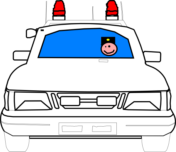 Cartoon Police Carwith Smiling Officer