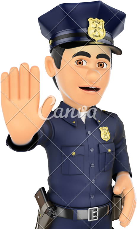 Cartoon Policeman Gesture Stop