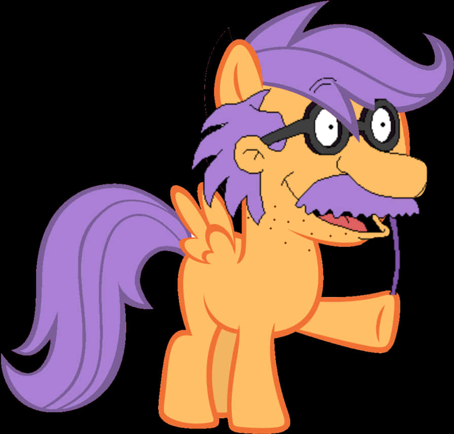 Cartoon Ponywith Glassesand Mustache