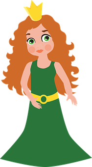 Cartoon Princessin Green Dress