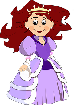 Cartoon Princessin Purple Dress