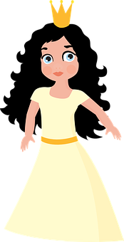 Cartoon Princessin Yellow Dress