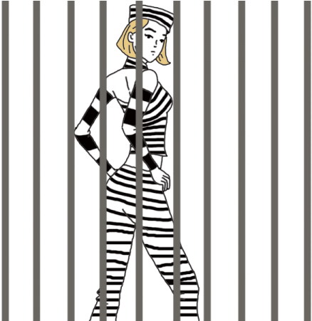 Cartoon Prisoner Behind Bars