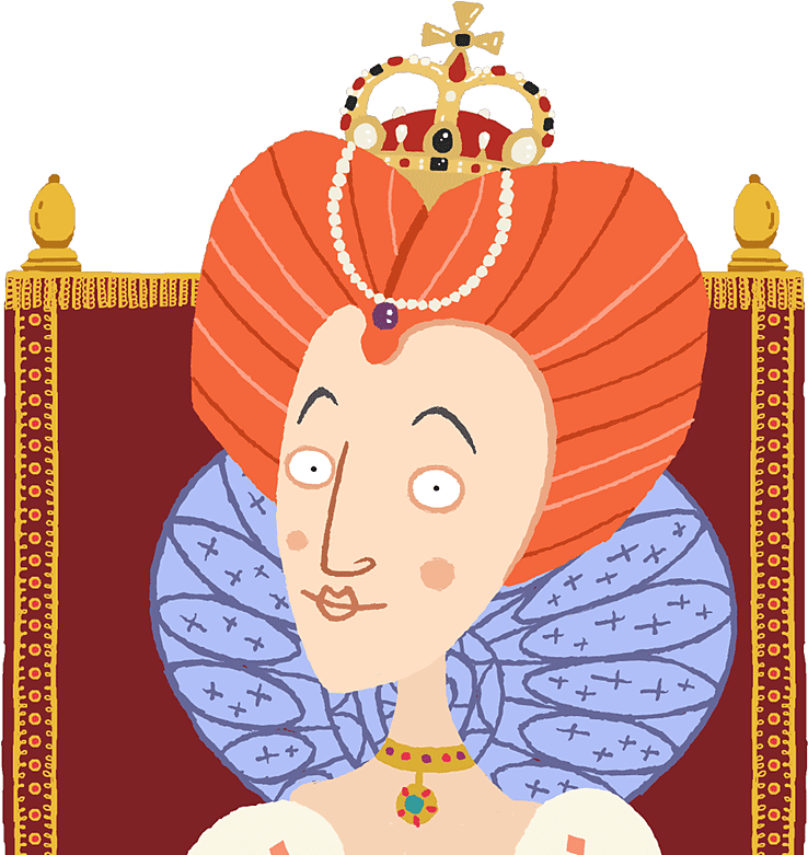 Cartoon Queen With Crownand Robe.png