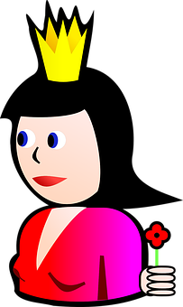 Cartoon Queen With Flower