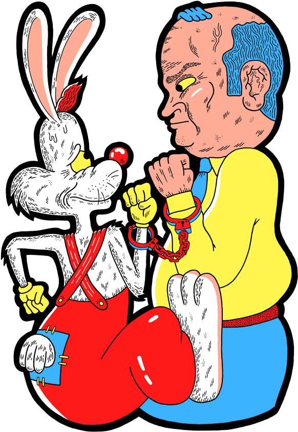 Cartoon Rabbit And Man In Handcuffs