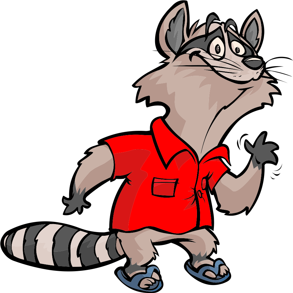 Cartoon Raccoonin Red Shirt.png