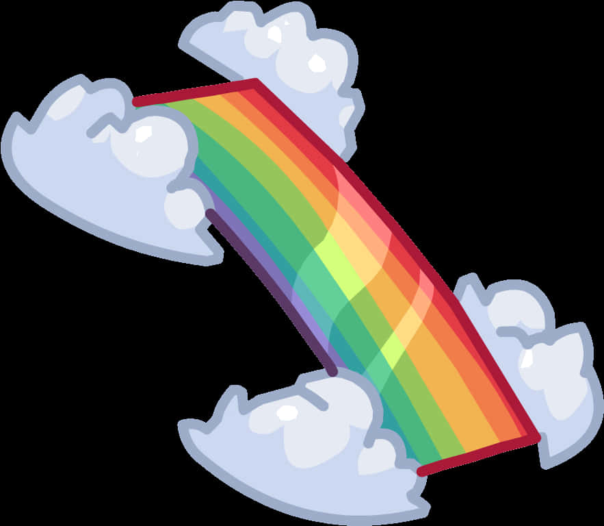 Cartoon Rainbow Emerging From Clouds.png