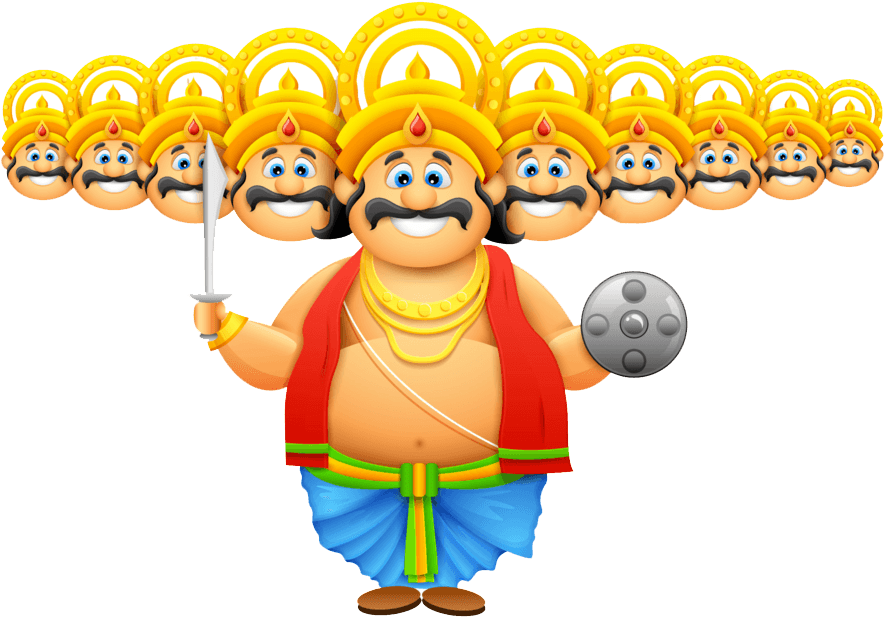 Cartoon Ravanawith Ten Heads Dussehra Celebration.png