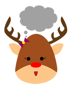 Cartoon Reindeer Thinking Bubble