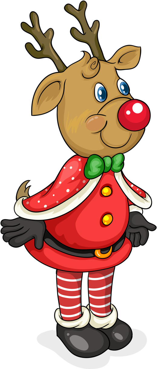 Cartoon Reindeerin Christmas Outfit