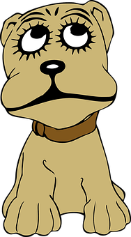 Cartoon Sad Brown Dog