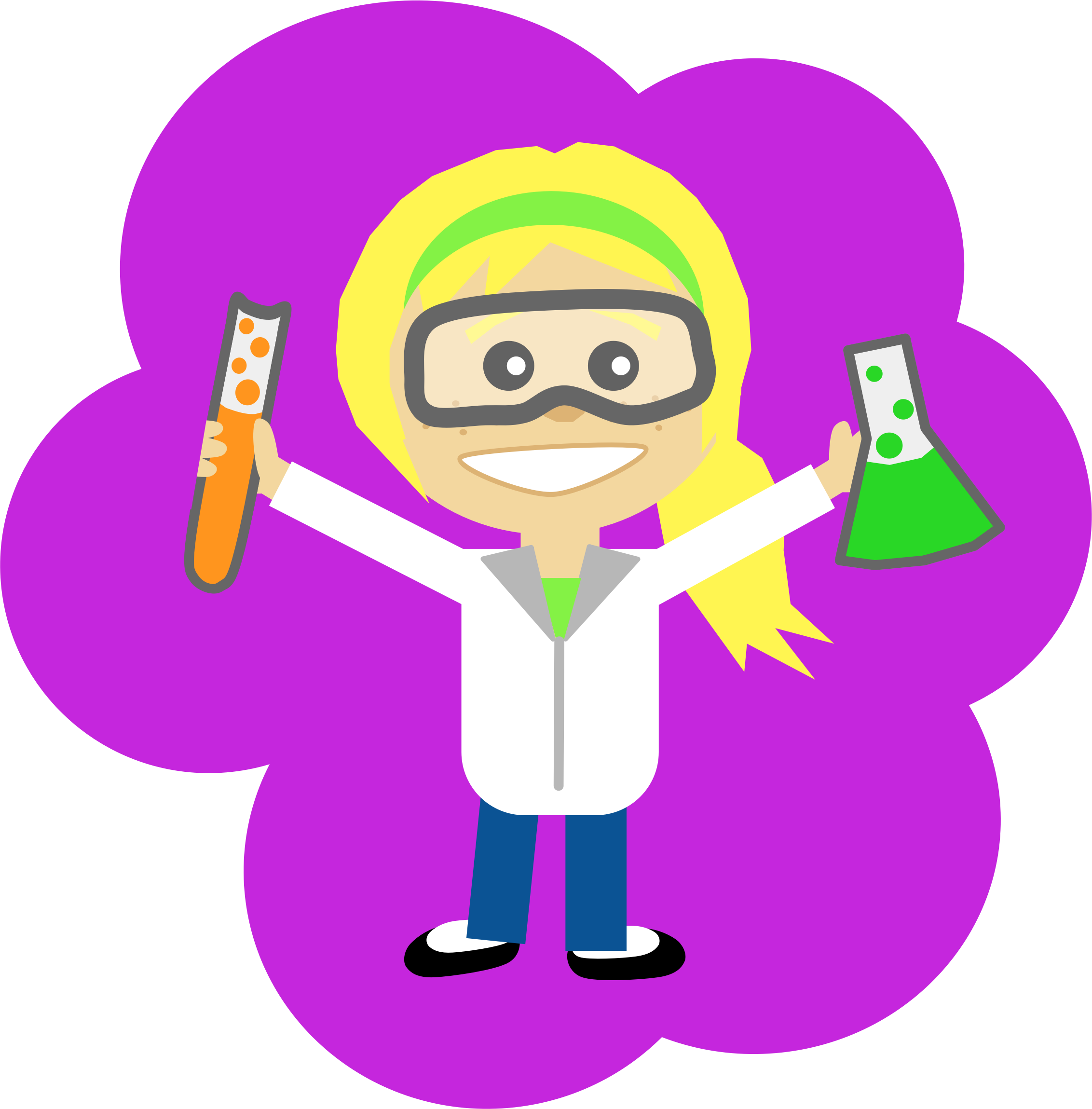 Cartoon Scientist Holding Test Tubes