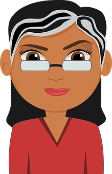 Cartoon Senior Womanwith Glasses