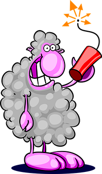 Cartoon Sheep Celebratingwith Confetti