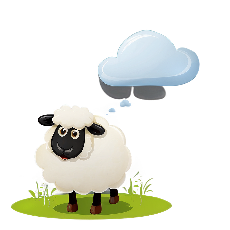 Cartoon Sheep With Cloud Png 06272024