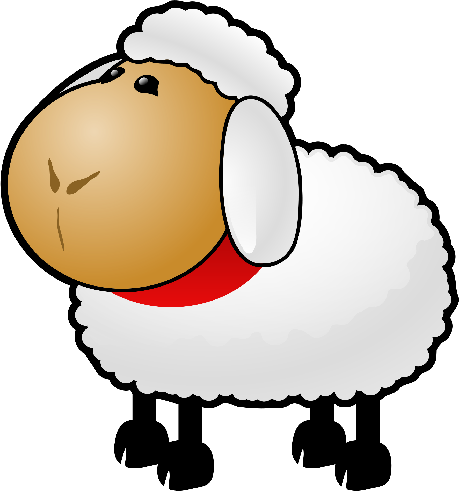 Cartoon Sheepwith Red Collar