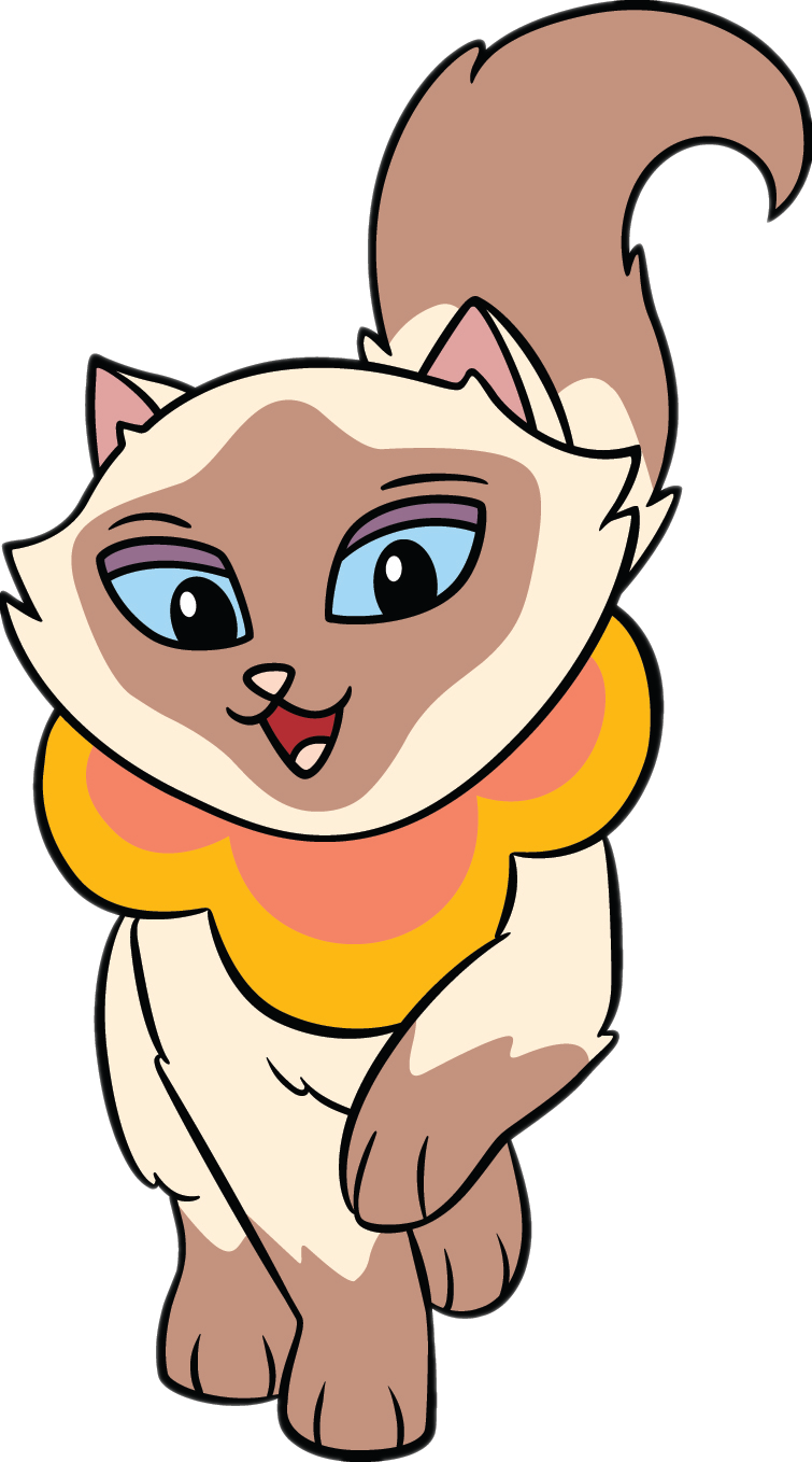 Cartoon Siamese Cat With Scarf