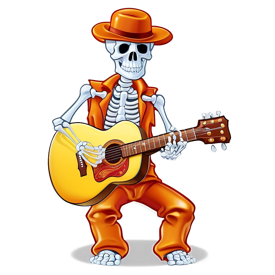 Cartoon Skeleton Playing Guitar Png 06262024