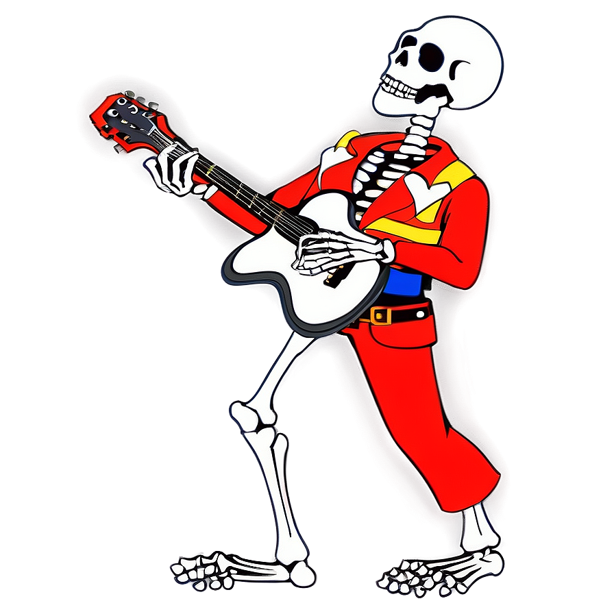 Cartoon Skeleton Playing Guitar Png 06262024