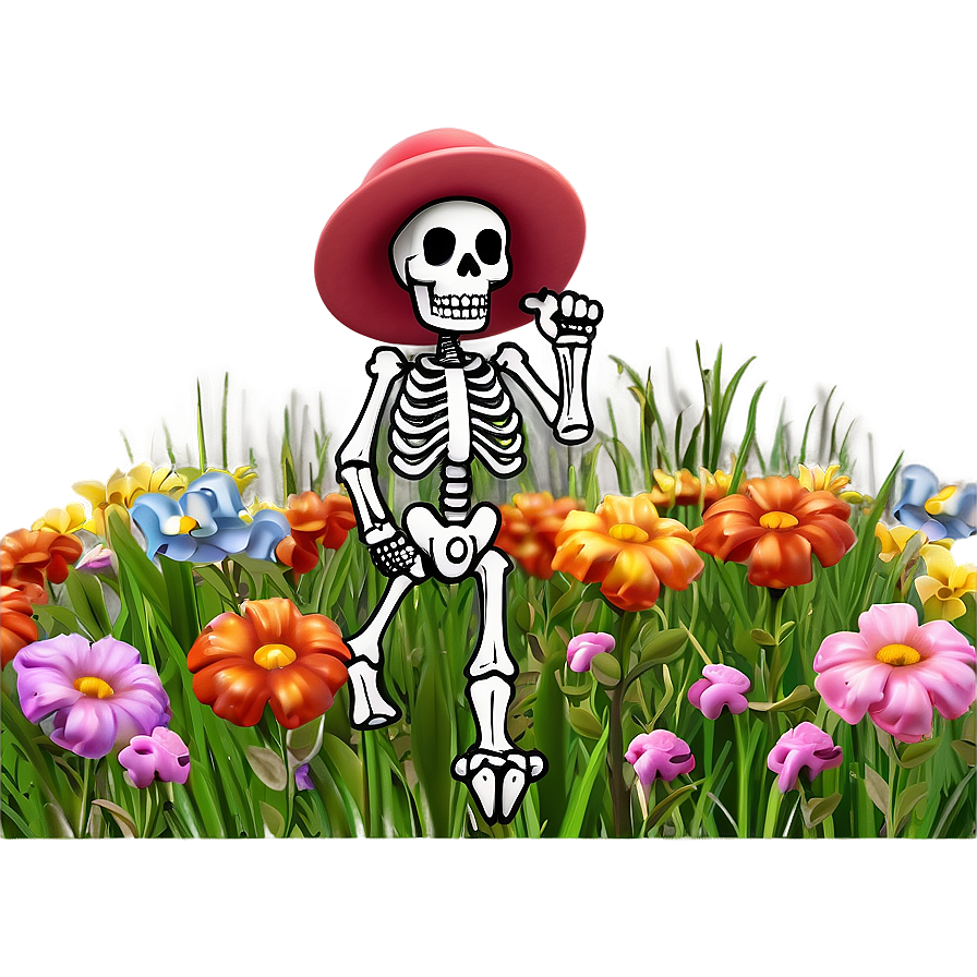 Cartoon Skeleton With Flowers Png 61