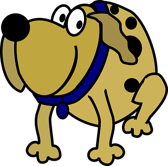 Cartoon Smiling Dog Blue Collar