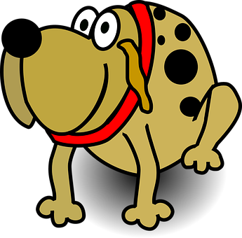 Cartoon Smiling Dogwith Red Collar