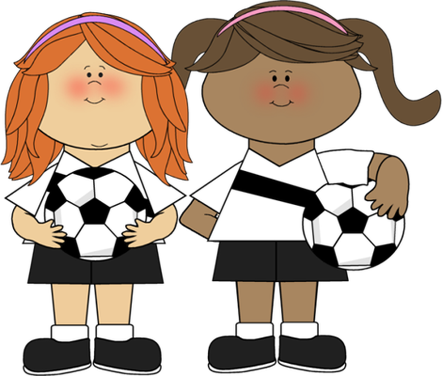 Cartoon Soccer Girls Friendly Match