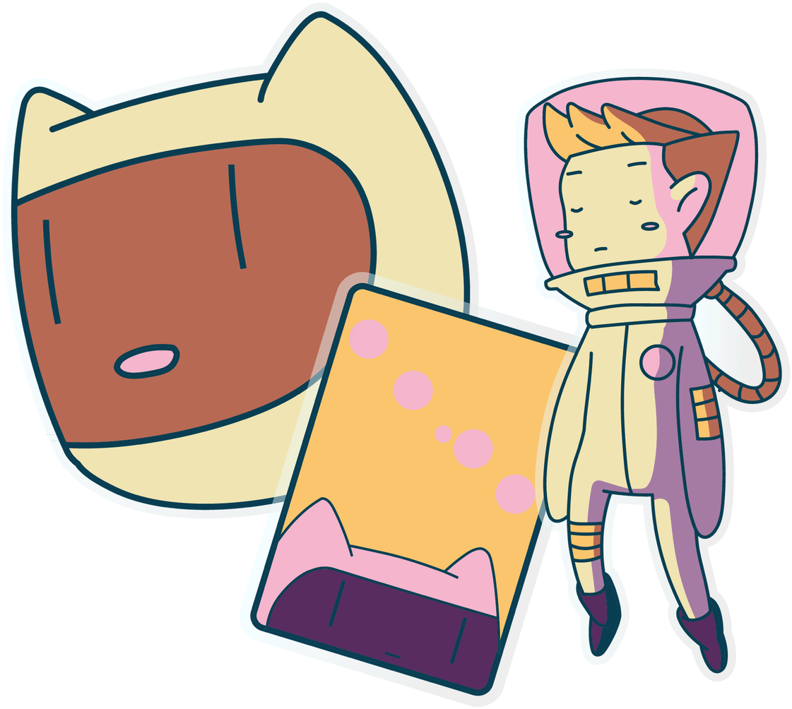 Cartoon Spacemanand Spacecat Stickers