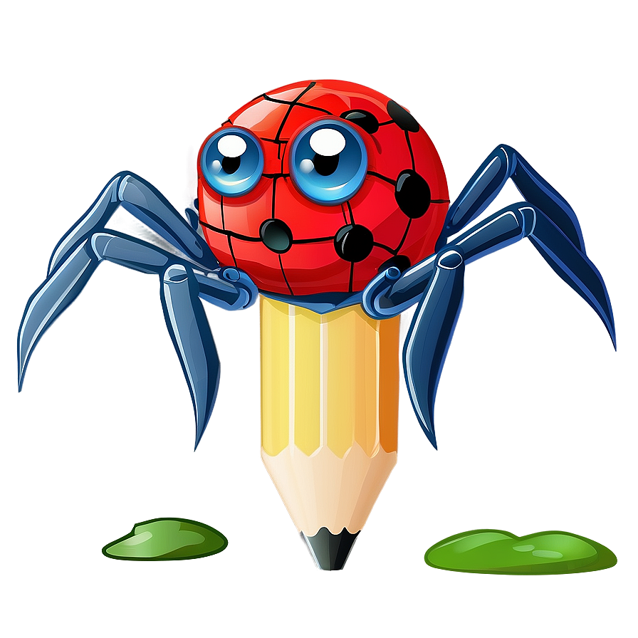 Cartoon Spider With Pencil Png Ddj