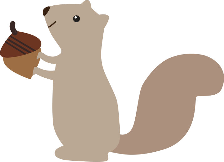 Cartoon Squirrel Holding Acorn